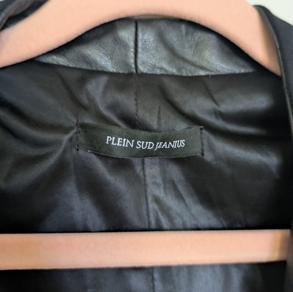 Plein Sud Jeanius Designer Luxury Two Tone Contrast Collar Black Blazer - Picture 4 of 6